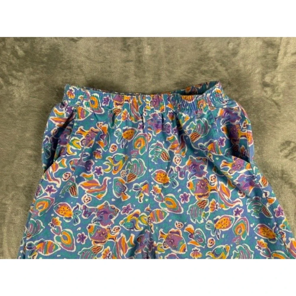 Jantzen Shirt/Short Set Women's 14 Blue Tropical Fish Print Vintage 2 Piece